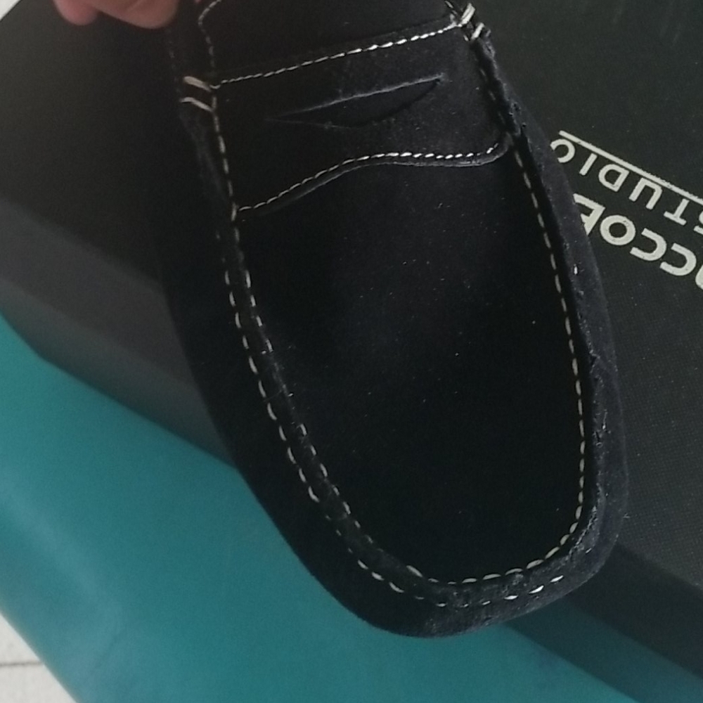 Bacco Bucci Black Suede Penny Loafers